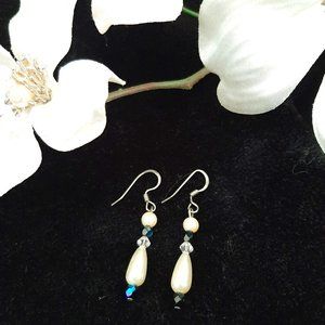 Elongated Pearl & Faceted Beaded earrings
